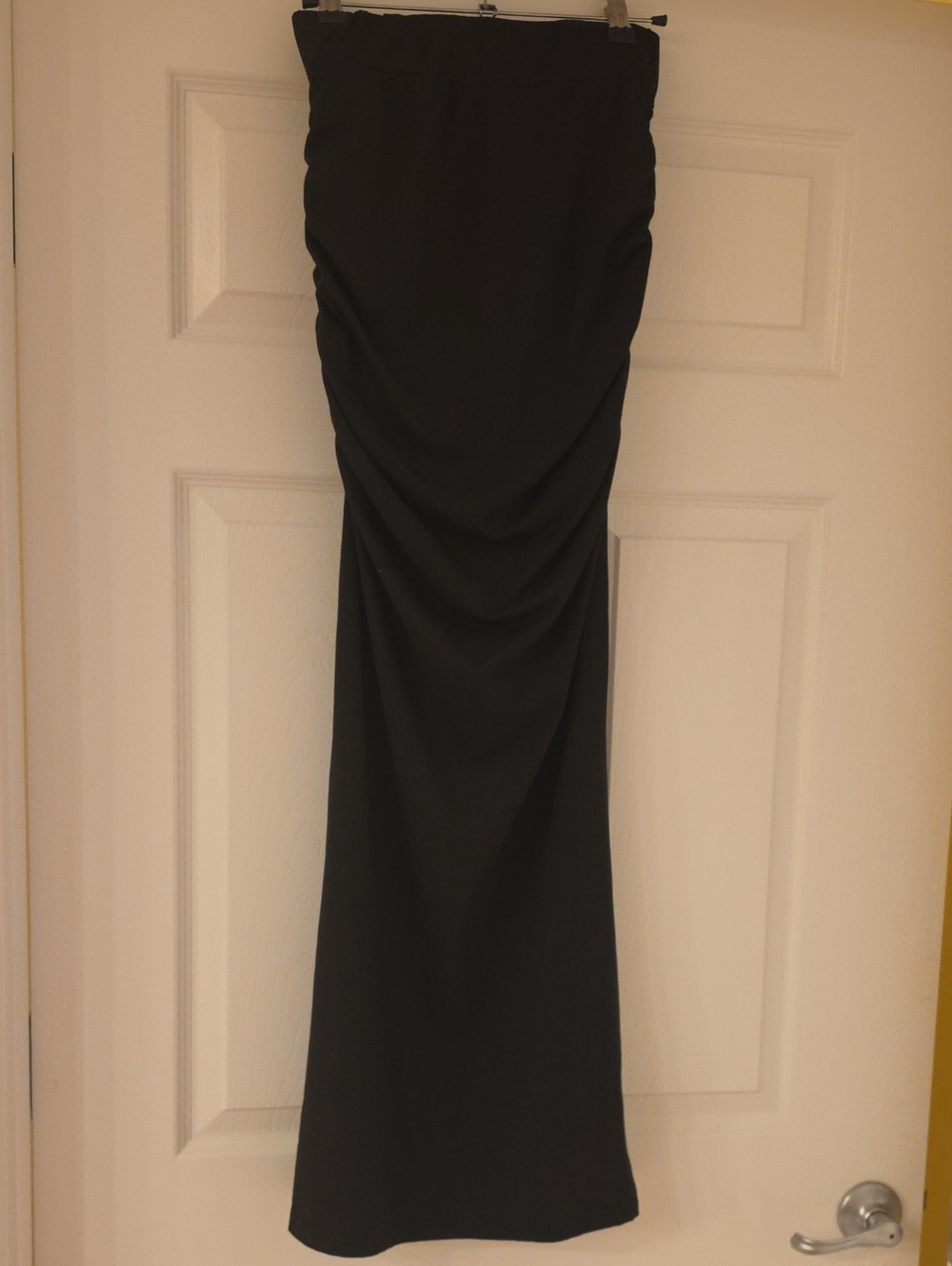 Women's Black Maxi Skirt - Sleek Ruched Design